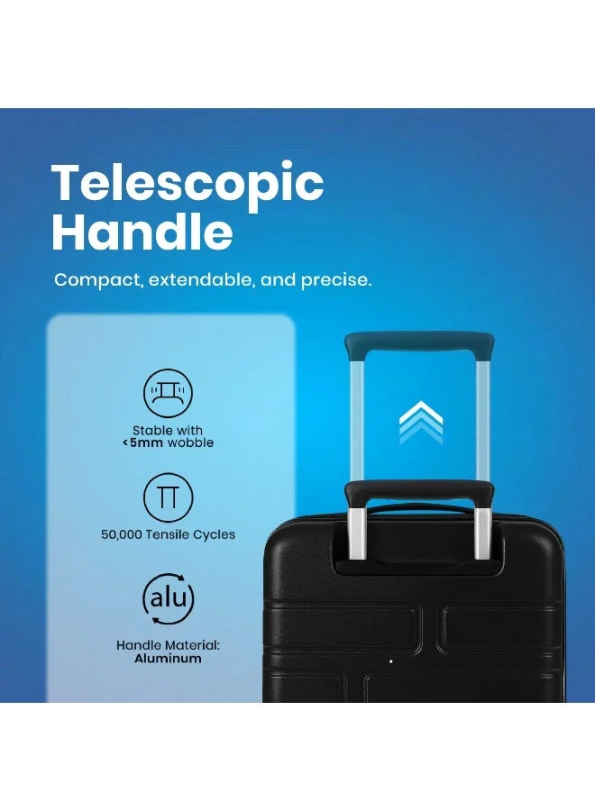 AMERICAN TOURISTER Bricklane Suitcase, 4 Spinner Wheels, Hard Top, Polycarbonate, Jet Black|Lightweight|Scratch & Impact Resistance|TSA Lock|Inner Mesh Zippered Pocket - 3 Years International Warranty
